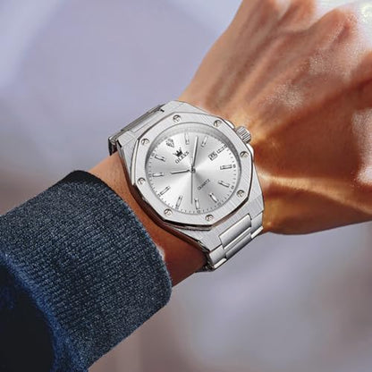 OLEVS Men's Stainless Steel Dress Watch Big Face Waterproof