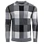 Men's Plaid Crew Neck Knit Sweater Long Sleeve Pullover