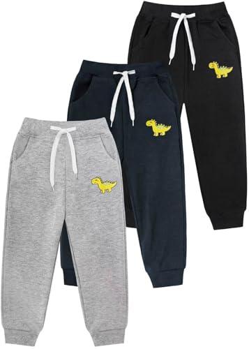 Boys' Cotton Jogger Sweatpants 3-Pack with Pockets