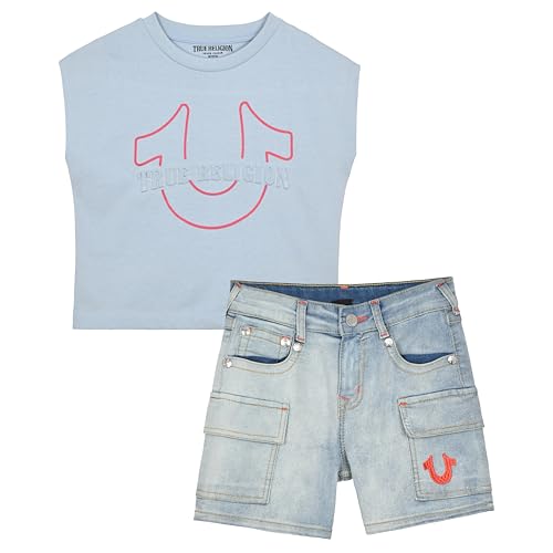Girls Denim Shorts and Graphic Tee Set for Summer