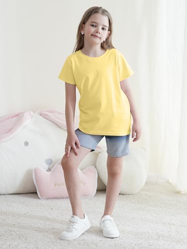 5-Pack Girls Cotton Short Sleeve T-Shirts Comfortable Fit