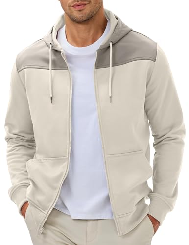 JMIERR Men's Lightweight Colorblock Zip Hoodie Jacket