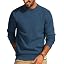 Men's Waffle Knit Crewneck Sweater Textured Pullover