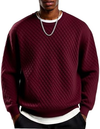 Men's Lightweight Crewneck Sweatshirt with Geometric Texture