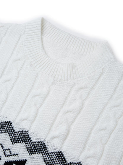 Men's Slim-Fit Cable Knit Sweater - Winter Warm Pullover with Geometric Corduroy Clasp (Adjustable Rope), Round Neck Long Sleeve Casual Sweating for Fall/Winter Layering - Hand Washable Knitwear for Smart-Casual Outfits (Not