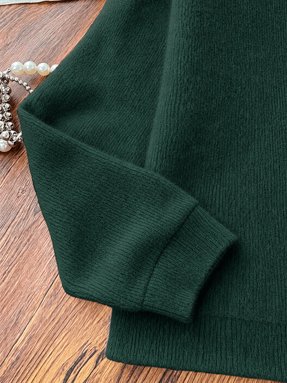 Women's Plush Long Sleeve Crew Neck Sweater - Casual Warm Pullover