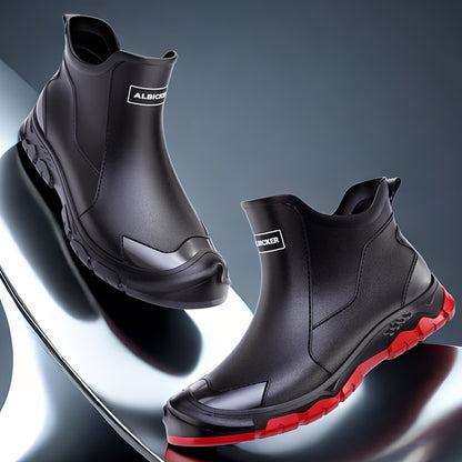 Men's Waterproof PVC Rain Boots, Anti-Slip Short Outdoor Hiking Waders