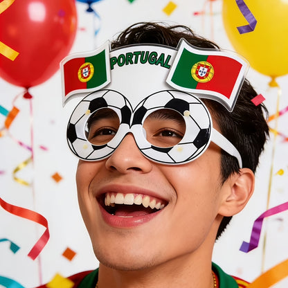 Soccer Fan Party Glasses Plastic Frame Red & Green Fun