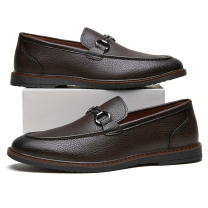 Men's Business Casual Slip-On Loafers with Metal Buckle