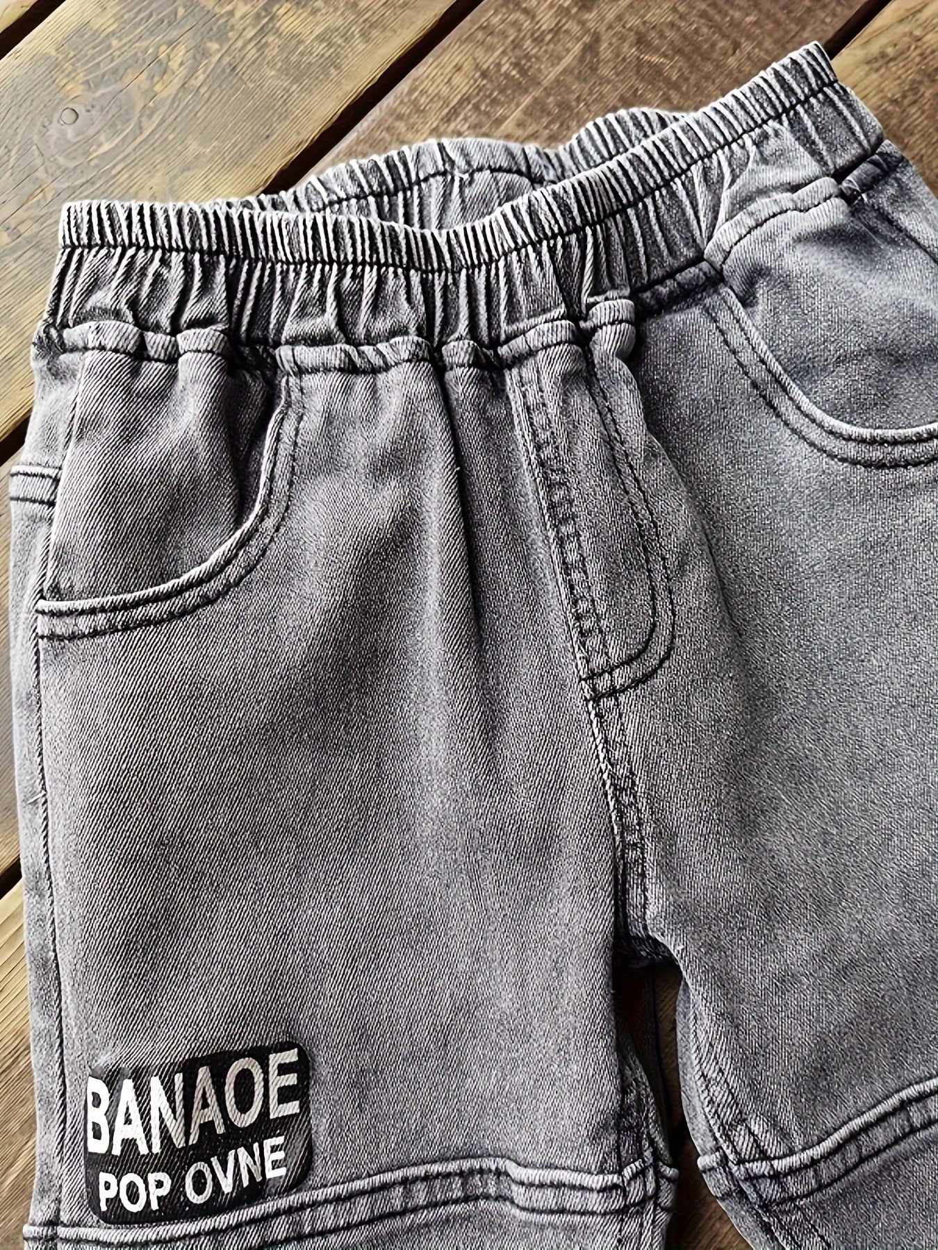Boys' Casual Rib-Knit Cuff Denim Pants for Spring/Fall
