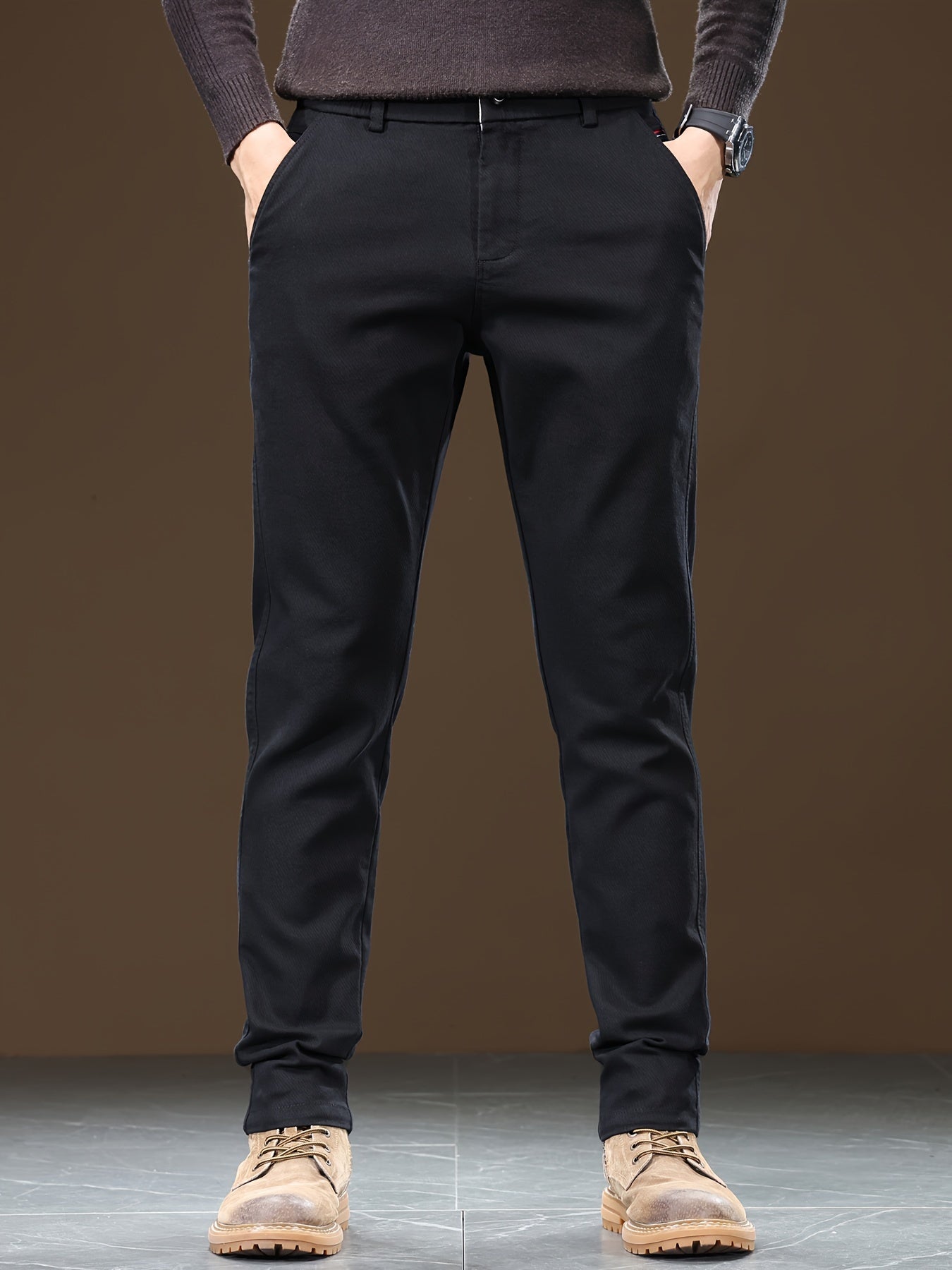 Men's Slim-Fit Cotton Blend Business Casual Pants