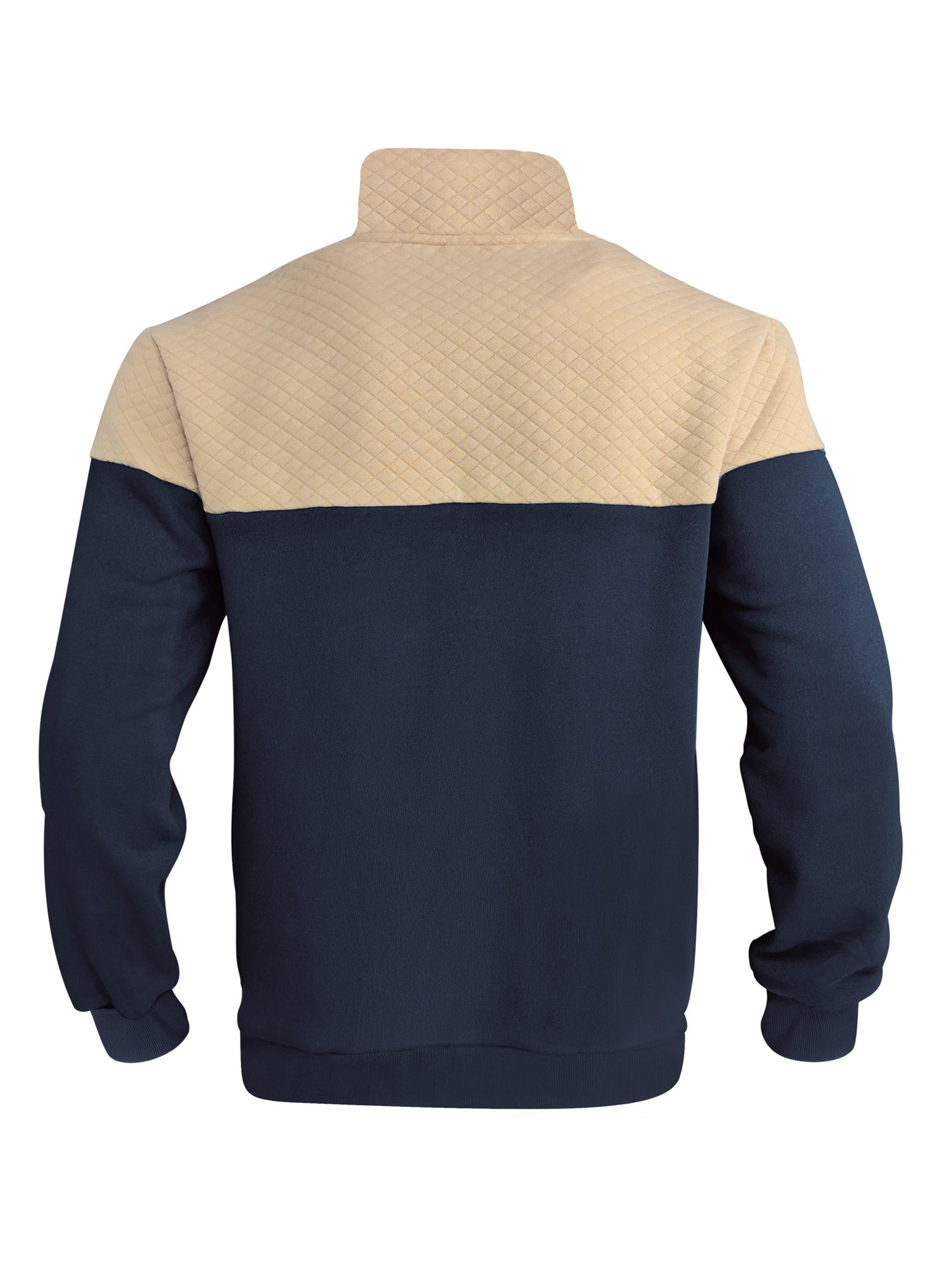 Տղամարդու աշնանային և ձմեռային կիսաճտքավոր սպորտային սվիտեր՝ հարմար մարզումների, վազքի և ֆիթնեսի համար, ոճային և հարմարավետ դիզայնով, փոքր վանդակավոր կանգնած օձիքով և հասանելի է մեծ չափսերով։