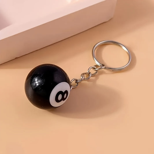 1pc Black No. 8 Billiard Cue Ball Keychain - Ideal Gift for Pool Players, Durable Metal with Secure Clasp, Perfect Souvenir for Billiards Enthusiasts & Club Members