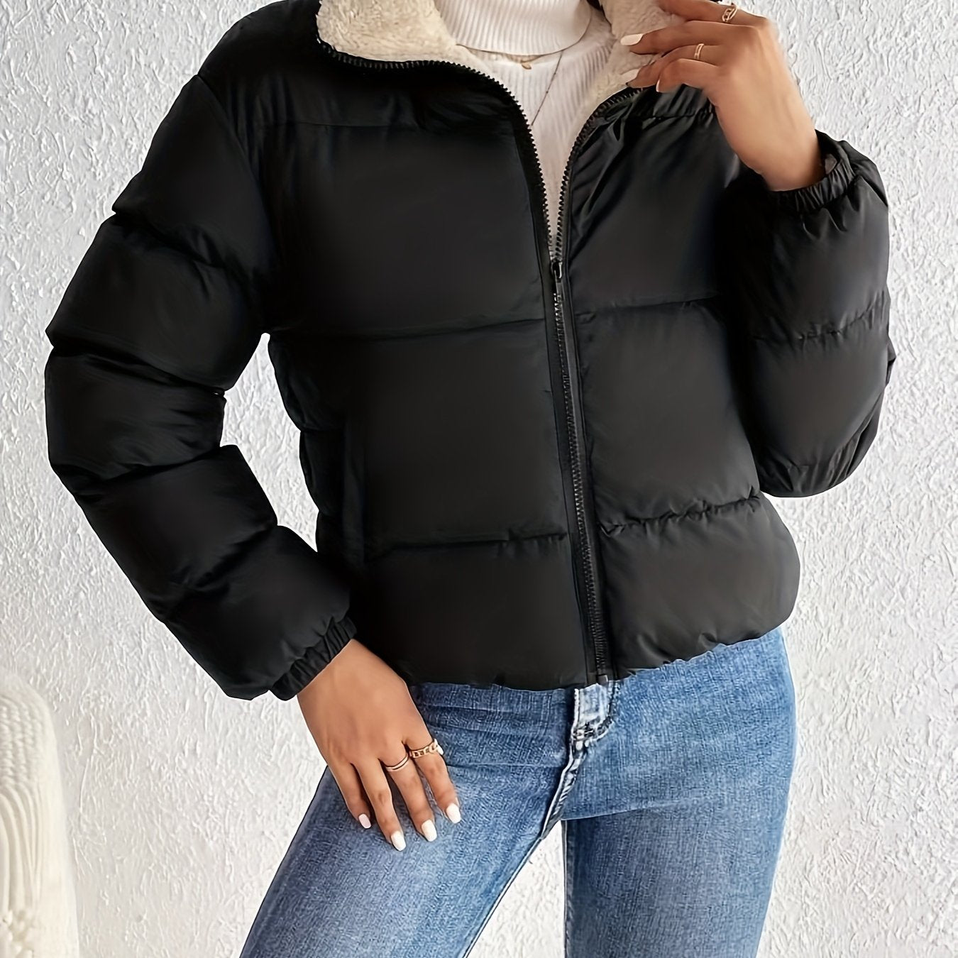 's Elegant Black Jacket Coat - Full-Zip H-Line Silhouette, Machine Washable Sleeve Blazer for, Casual & Formal Wear, Versatile Outerwear, Hooded Fall Mid Length Coat, Quilted Coat, Jackets For Winter, Long Quilted Jacket, Out