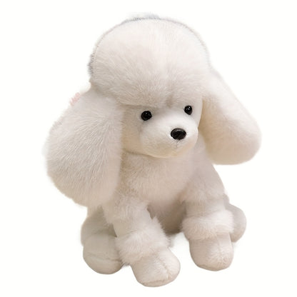 Realistic Poodle Plush Doll - White Poodle Puppy with Fluffy Hair, Paws & Ears, Soft Stuffed Animal for Kids, Collectors, Birthday & Christmas Gifts, Cuddly Companion (No /Easy Care)