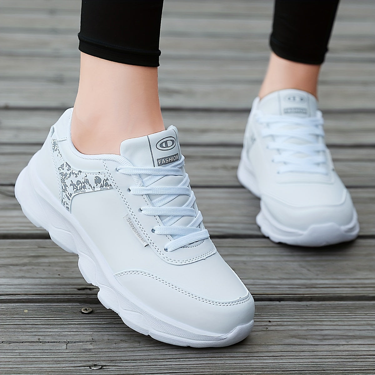 Women's Waterproof Casual Sneakers - Lightweight, Fashionable Lace-Up Running Shoes with Soft MD Sole, Breathable Mesh Lining, and Floral Pattern - Perfect for Work, School, and Casual Attire, Ladies Sneakers