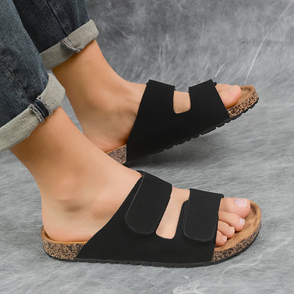 Vintage Round Toe Slippers with Thick Sole & Adjustable Fit