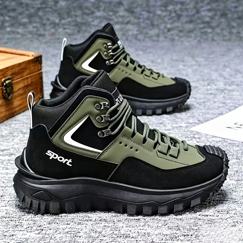 Men's Slip-Resistant Mid-Calf Outdoor Boots with PVC Sole