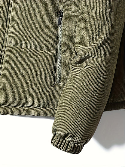 Men'S Heavyweight Winter Jacket - Thermal Insulated Cold Weather Coat with Full-Zip Closure, Front Zipper Pocket - Brown Outer Shell for Everyday & Formal Use - Non-Stretch Fabric Construction - Fall/Winter Outerwear, Winter