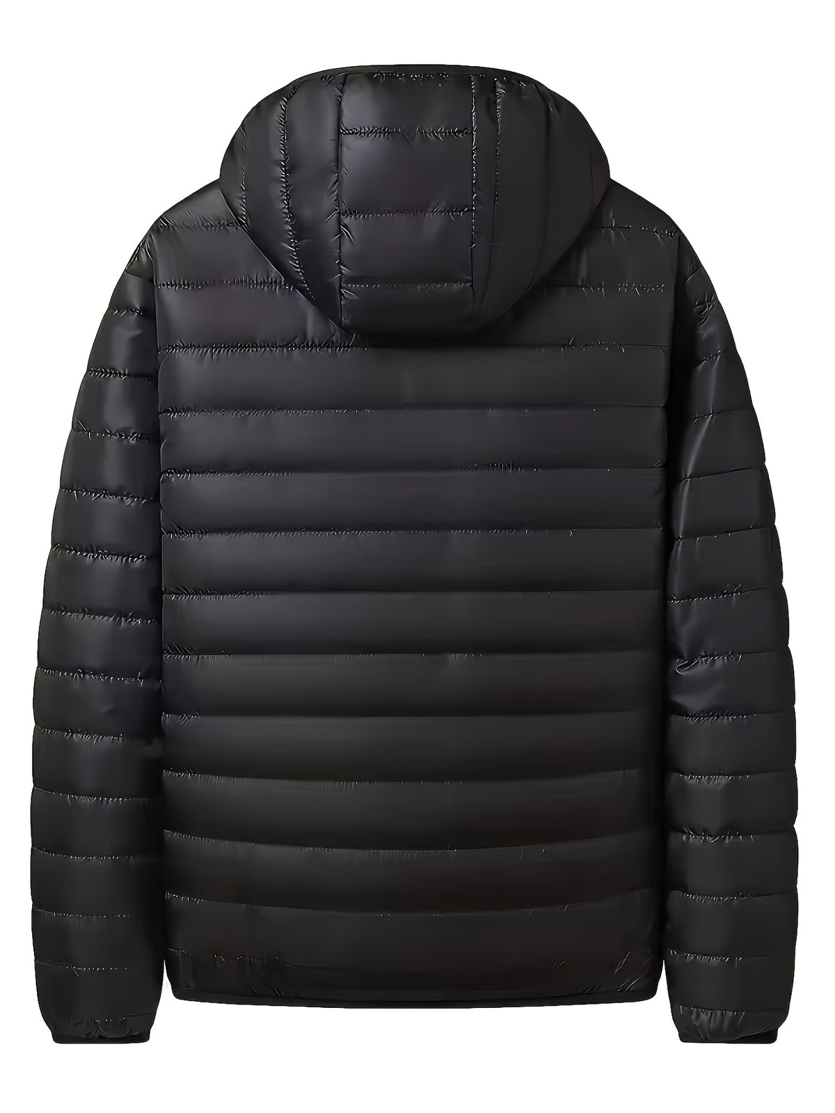 Men's Quilted Hooded Jacket with Ribbed Cuffs for Winter