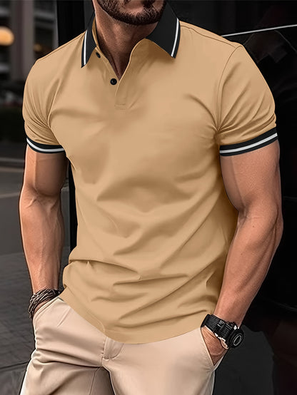 A Breathable And Fitted Golf Shirt, Men'S Casual V-Neck Short-Sleeve T-Shirt, Summer Men'S Apparel - ayq