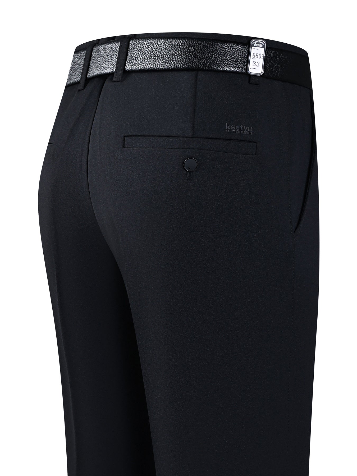 [Lightweight Design] Men's High-Waist Stretch Dress Pants - Wrinkle-Resistant, Dark Blue Business Casual with Pockets, Straight Leg Fit for Spring/Fall