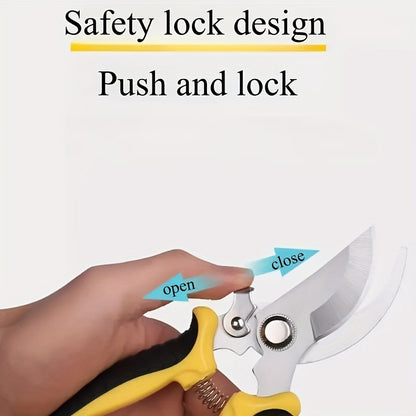 Heavy-Duty Professional Stainless Steel Pruner with Comfort Grip, Multi-Functional Garden Shears and Secateurs - Non-Slip Ergonomic Design for Effortless Spring Assisted Opening & Closing; Sharp Blades Cut Thick Branches With