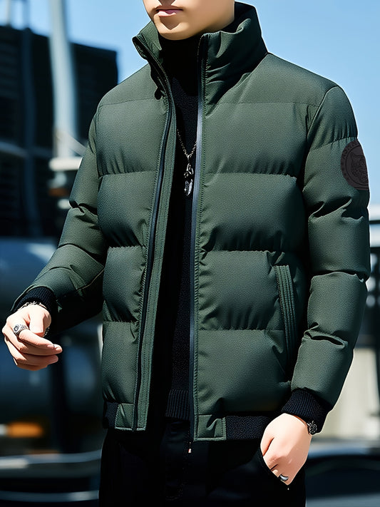 Տղամարդու նորաձև «Վագրի գլխով» բաճկոն - սև, կարմիր և սպիտակ, կայծակաճարմանդով, կանգնած օձիքով, պոլիեսթեր, ամենօրյա, ձմեռային հագուստի համար | Նորաձև բաճկոն | կայծակաճարմանդով բաճկոն