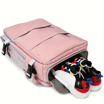 Multi-Functional Travel Backpack for Women, Casual Style, Large Capacity, Lightweight, USB Charging, Adjustable Straps, Shoe Compartment, Zipper Closure, Polyester Lining, Sewing Thread Detail, Wet Wipe Clean, for Business Tr