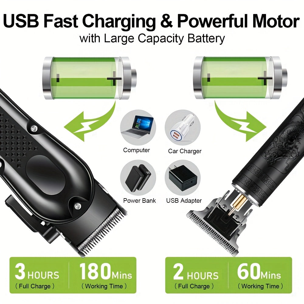 Տղամարդկանց 2-ը 1-ում էլեկտրական սափրիչ և մազ կտրիչ՝ USB լիցքավորմամբ, մորուքի կտրիչ, 8 սահմանափակող սանր, T-աձև շեղբ, ABS կորպուս, իդեալական է ամենօրյա խնամքի և նվերների համար