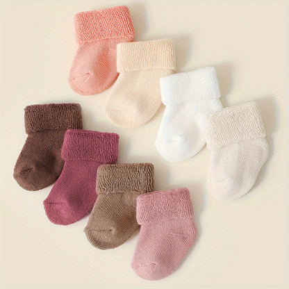 4/8 Pairs of Youngsters's Boys and Girls Socks Autumn and Winter Thickened Warm Youngsters Youngsters Fleece Circle Socks Candy Color Youngsters Short Socks