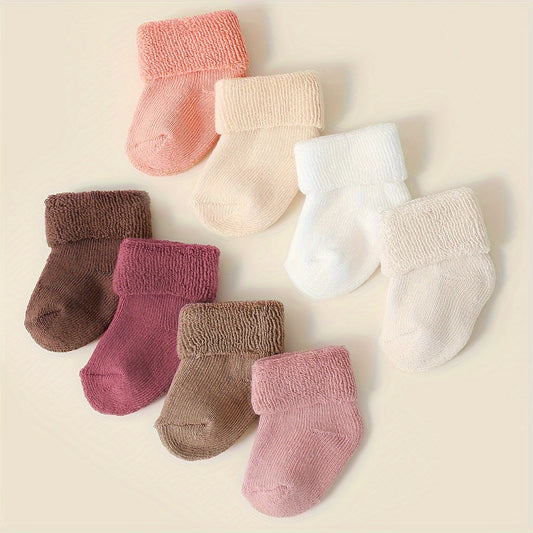 4/8 Pairs of Youngsters's Boys and Girls Socks Autumn and Winter Thickened Warm Youngsters Youngsters Fleece Circle Socks Candy Color Youngsters Short Socks