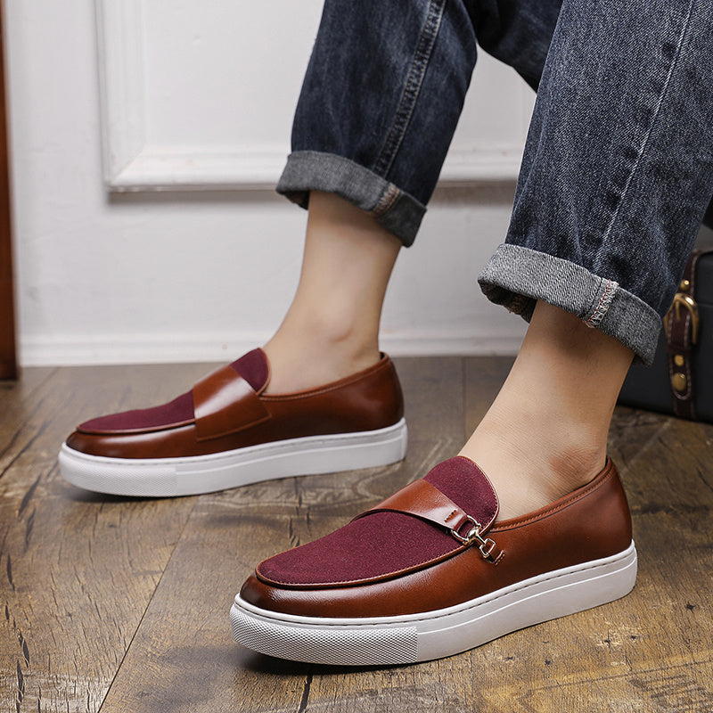 Men's British Style Loafers Casual Patchwork Slip-On Shoes