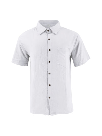 Men's Summer Linen Shirt and Long Pants Set Casual Loose Fit