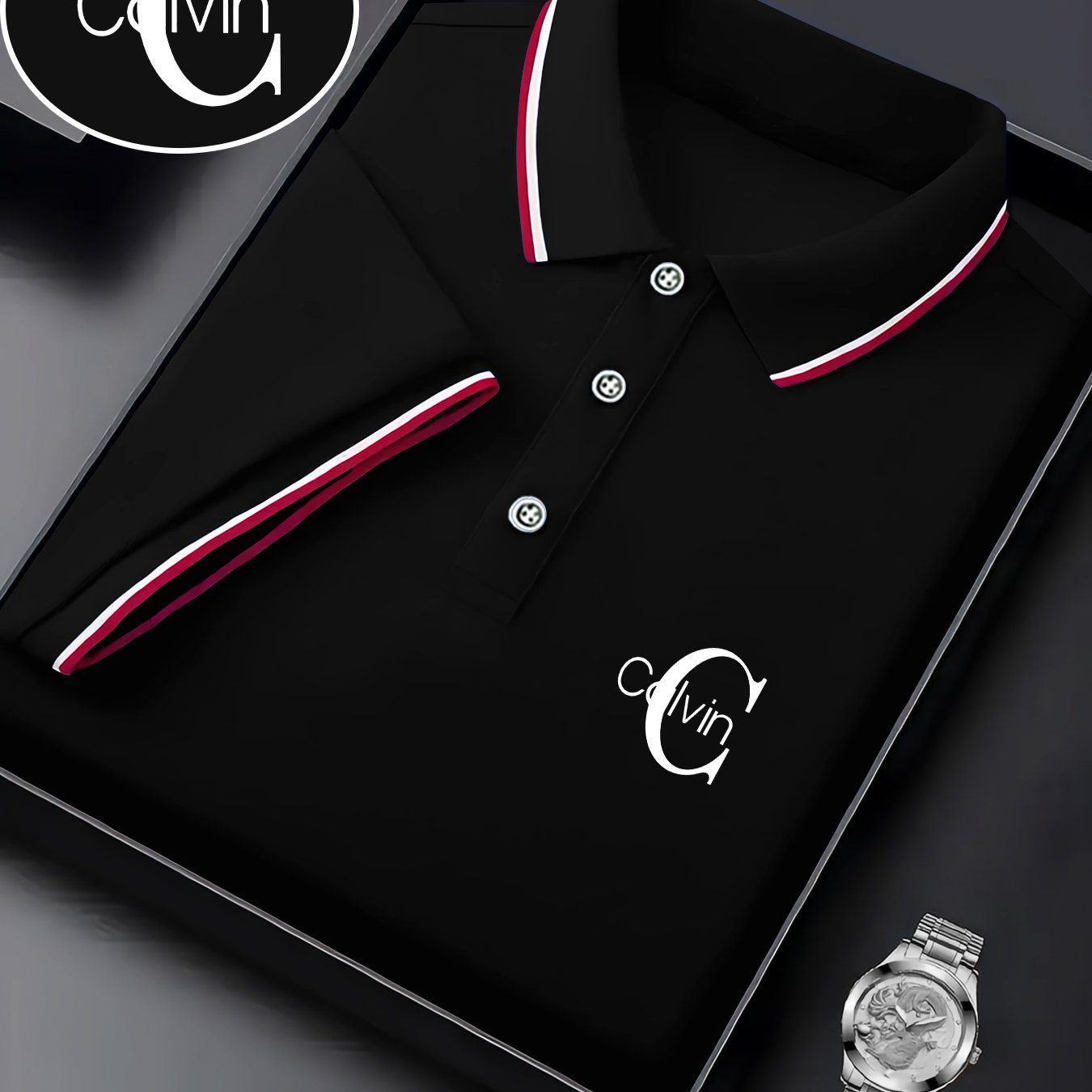 Men's Fashion Collared Shirt Calvin Print, Summer Suitable for Sports and Casual Outings - ayq