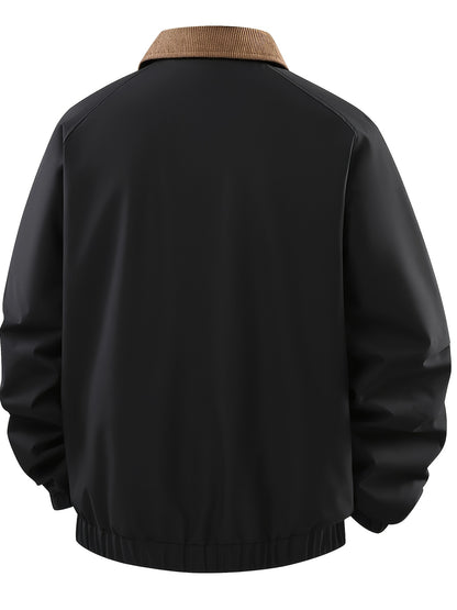 Men's Vintage-Style Loose Fit Baseball Jacket with Pockets