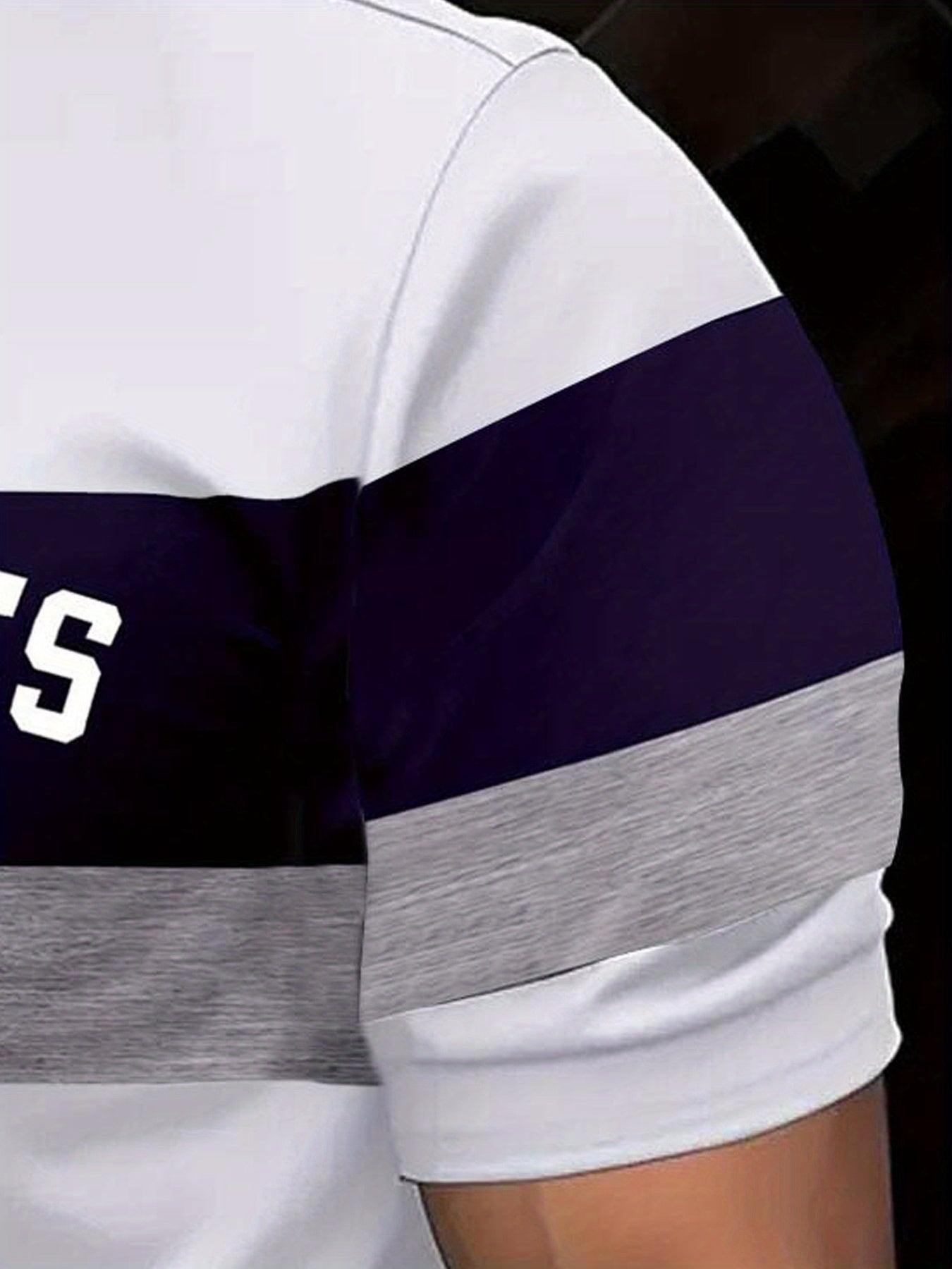 Men'S Casual Los Angeles Graphic T-Shirt - Short Sleeve, Round Neck, White with Purple  Gray Stripes, Comfortable Summer Tee for Casual Attire, Everyday Tshirt   Casual Style   Comfortable Fit