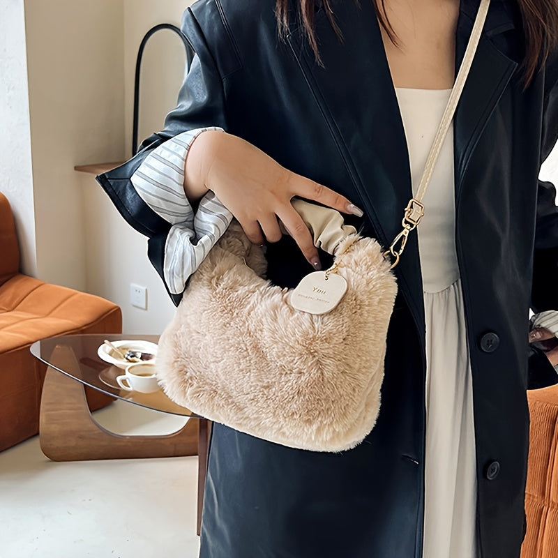 Գեղեցիկ փափուկ, կրծկալով պայուսակ կանանց համար, ոճային և բազմակողմանի՝ աշնան և ձմռան համար