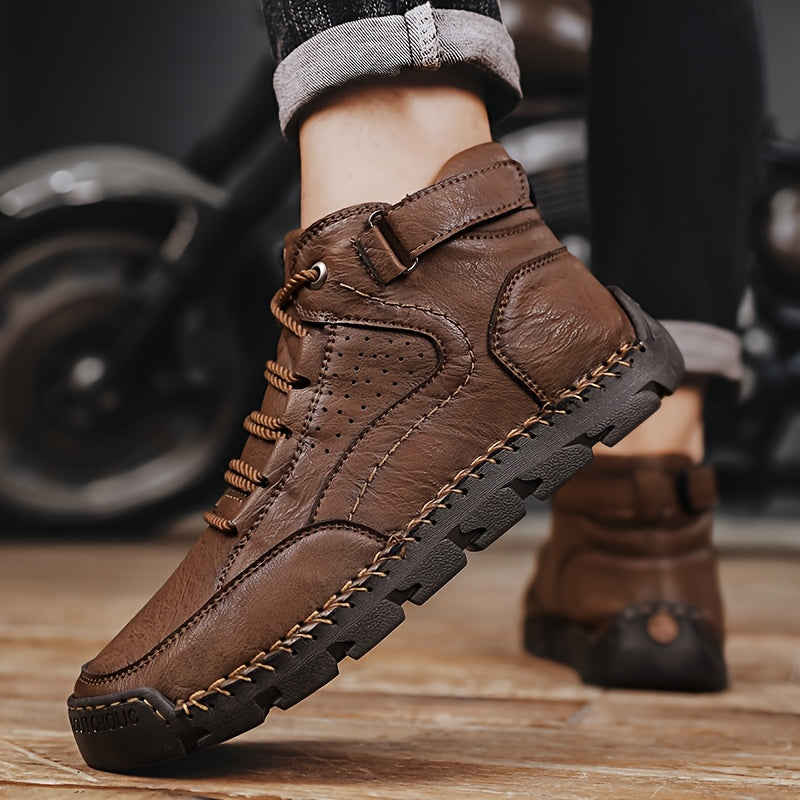 Men's Breathable Lace-Up Short Hiking Boots with Rubber Sole