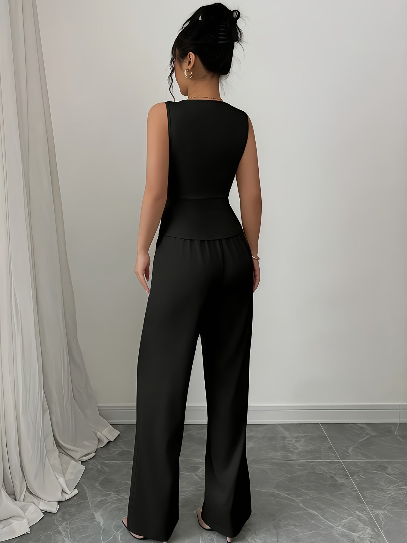 Elegant Sleeveless Top and Pants Set for Women, Business Commuter Style, Spring/summer Women's Teacher Uniform - ayq