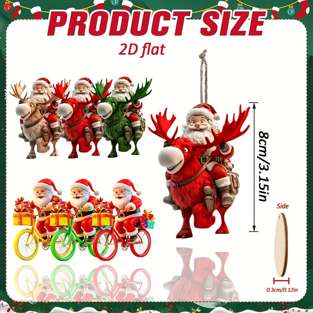 2D Flat, [2D Flat] 6pcs/12pcs Stylish Santa Claus Wooden Hanging Ornaments, Christmas Decoration Set, 2D Wooden Wall Art, New Year Gift Home Décor, Trendy Holiday Party Accessories for Tree, Garden, House & Backpack – Perf