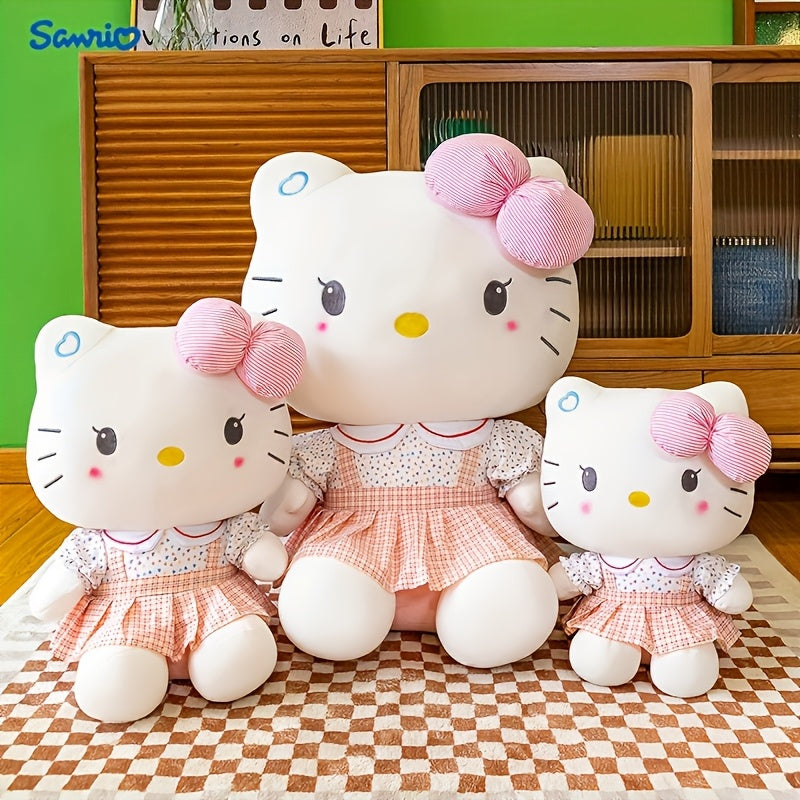 A Sanrio Hello Kitty Plush Toy - a Cute Polyester-Filled Animal with a Pink Bow, Perfect for Birthday, Christmas, Thanksgiving, And Party Gifts, Cartoon Doll, Birthday Present | Playful Design | Soft Texture, Suitable for Hel