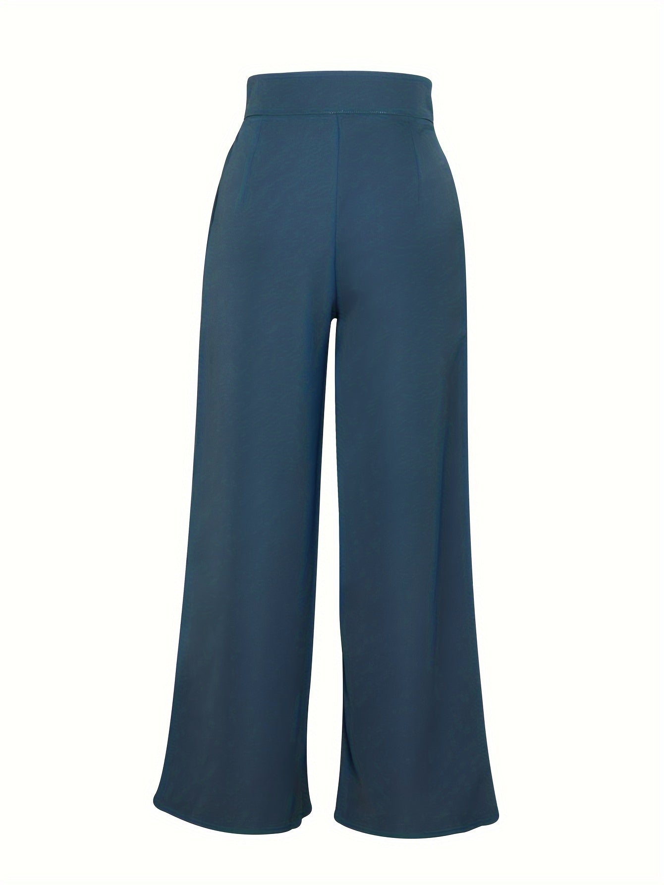 Casual Chic] Կանացի շիկ ֆրանսիական ոճի միագույն սև ծալքավոր տաբատ՝ բարձր գոտկատեղով, լայն ոտքով, պոլիեսթերով, լվացվող մեքենայում՝ կատարյալ արձակուրդի և ամենօրյա հագուստի համար, գեղեցիկ տաբատ