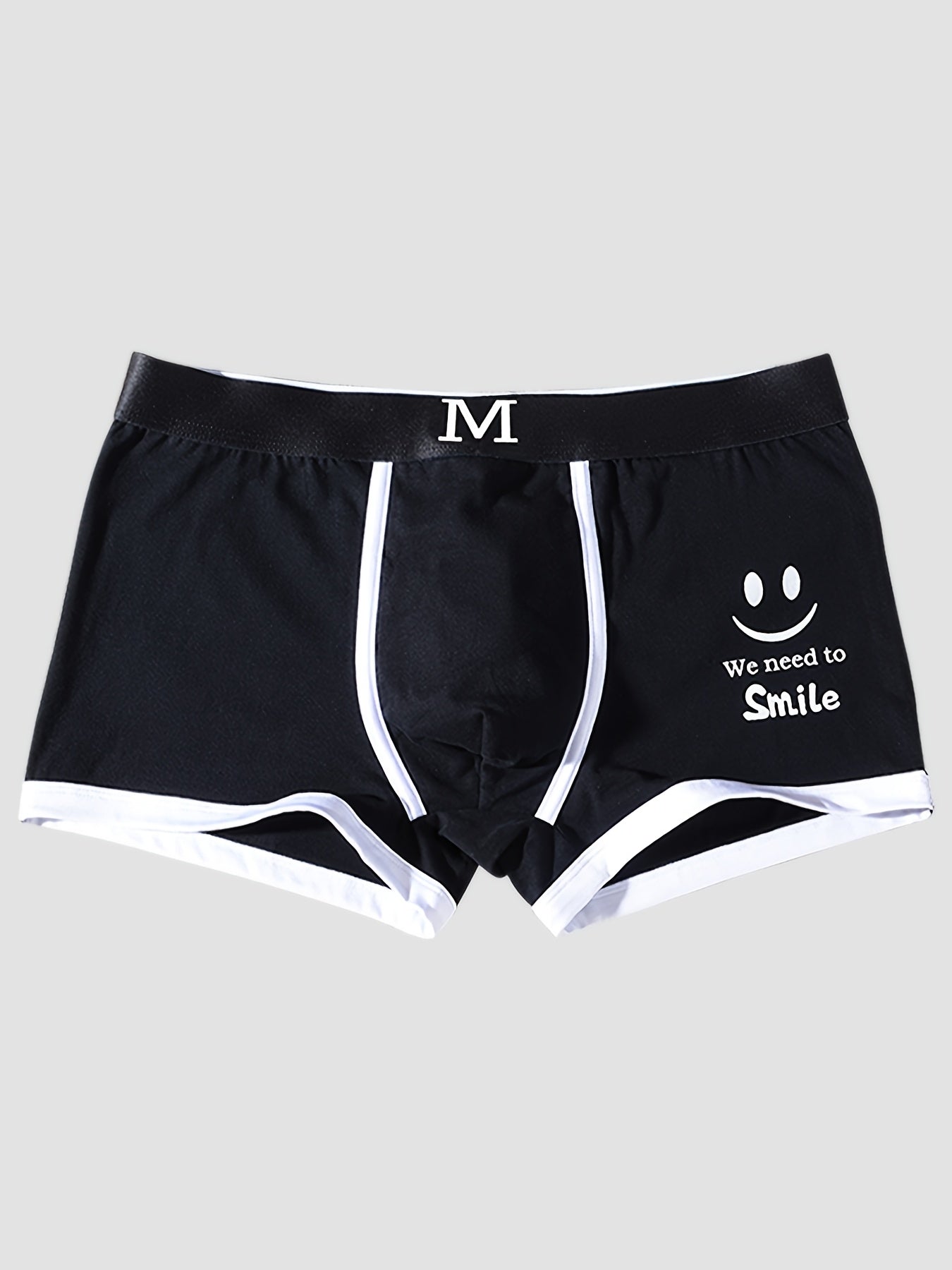 Men's Breathable Geometric Boxer Briefs, Soft Stretchy Shorts