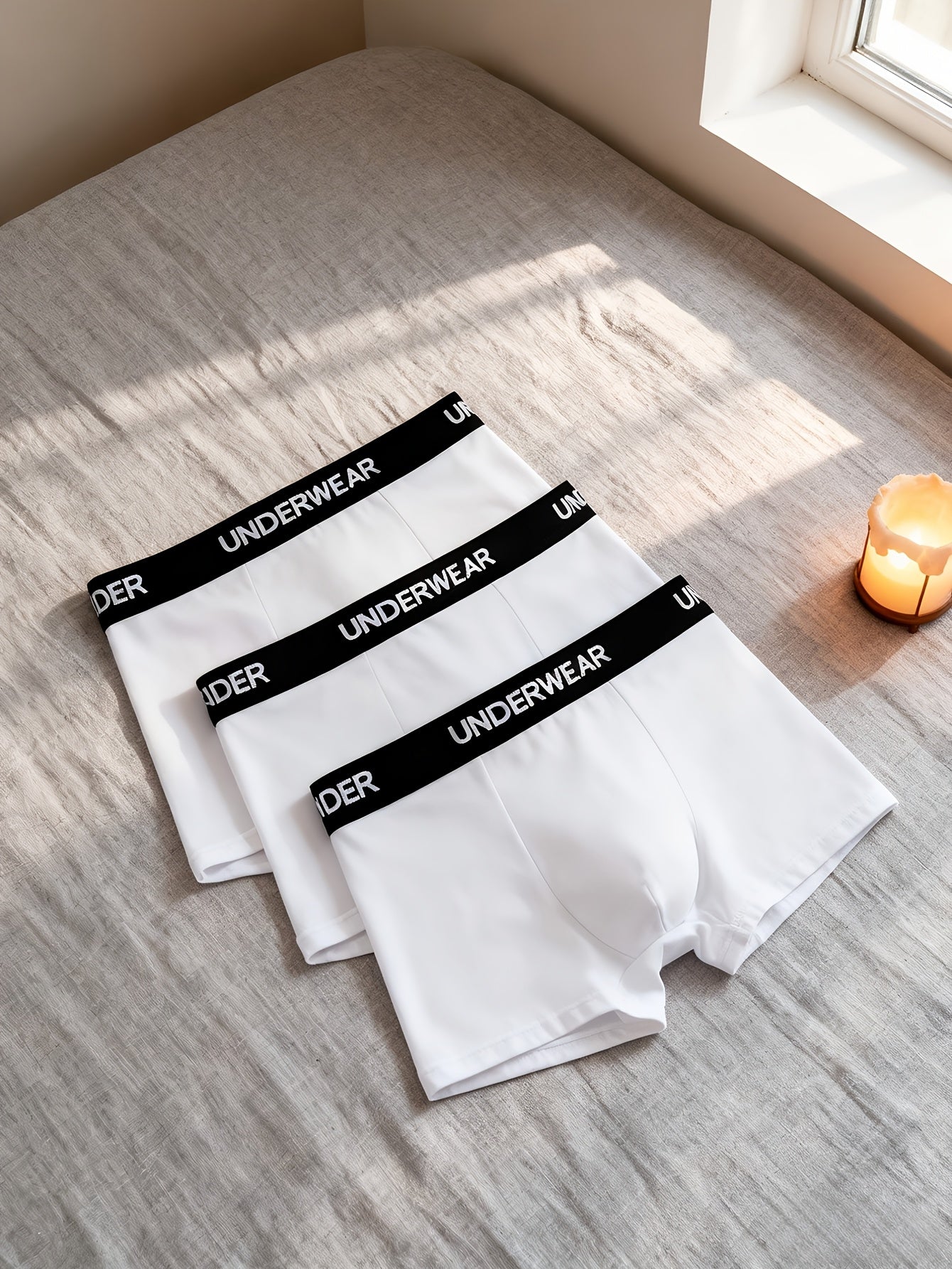 Men's Comfortable Solid Color Stretch Polyester Underwear 3-Pack