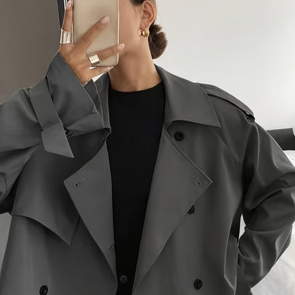 Կանացի գարուն/աշուն միագույն, պարզ, ազատ, առօրյա, կարճ, երկար թևքերով տրենչ-բաճկոն