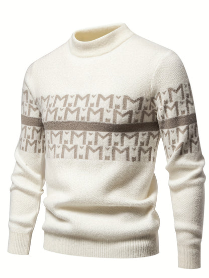 Տղամարդկանց նոր աշուն/ձմեռ տրիկոտաժե սվիտեր, բարձր վզնոցով, ամենօրյա, նորաձև, տաք հիմք - Senmeigou