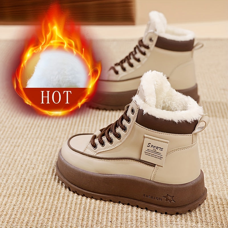 Կանացի մեկուսացված, փափուկ ծածկով ձմեռային կոշիկներ, չսահող, հաստ ներբանով կարճաճիթ կոշիկներ, բրդյա ծածկով բացօթյա ցածր կոշիկներ, ոճային բարձրակրունկ ամենօրյա կոշիկներ ձմռան համար: