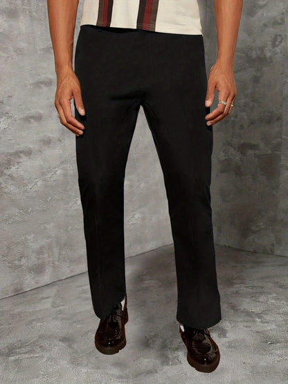 Plus Size Men's Suit Trousers, Classic Solid Pants For Casual Business