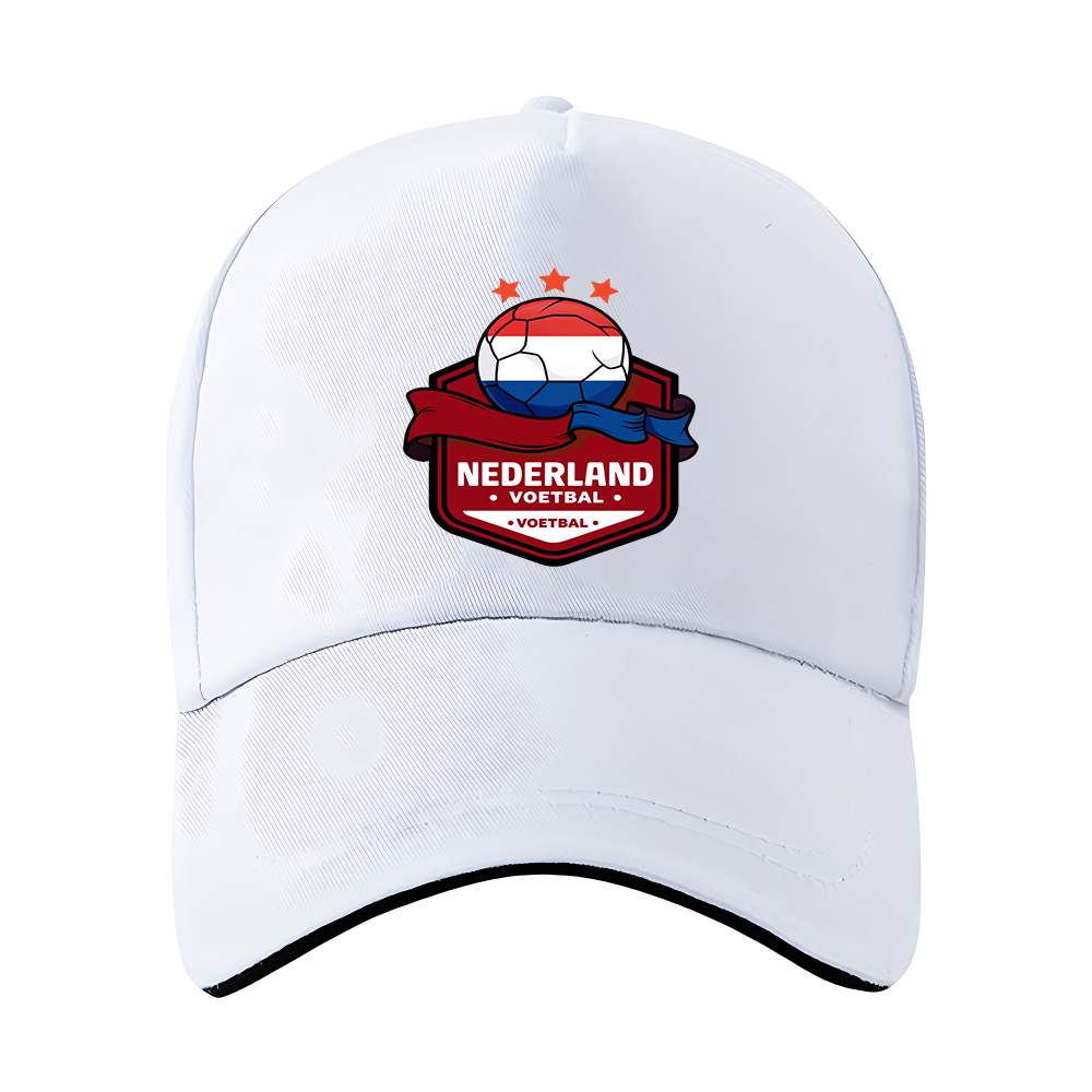 Dutch Football Crest Adjustable Baseball Cap with Netherlands Flag